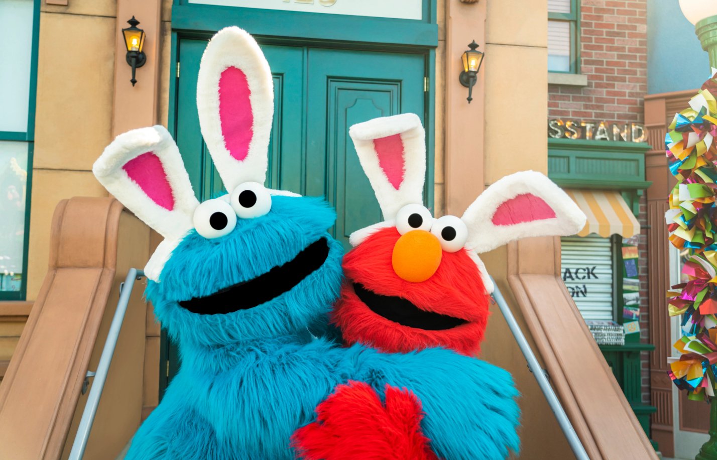 Easter Eggstravaganza Cookie Monster Bunny and Elmo Bunny