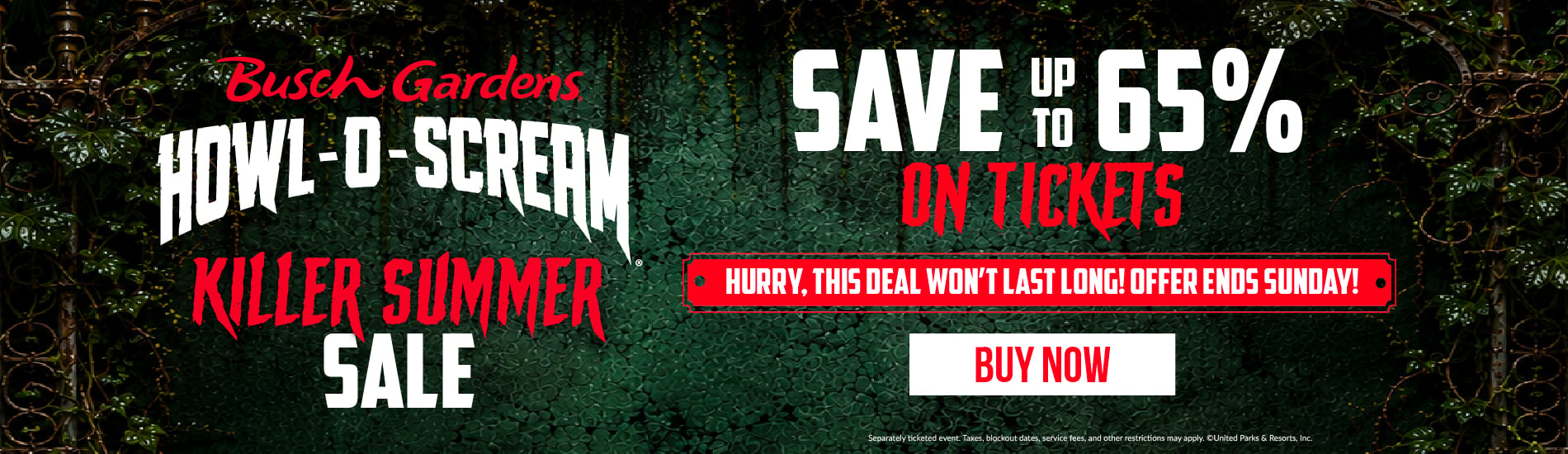 Killer Summer Sale: Save up to 65% on Tickets