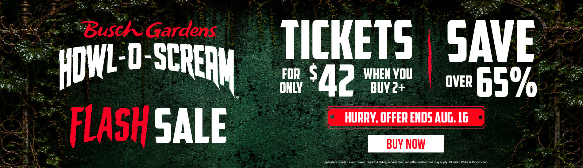Howl-O-Scream Flash Sale: Save over 65% | Tickets only $42 when you buy 2+