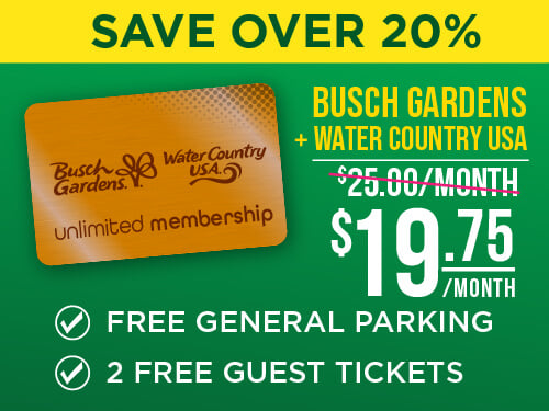Busch Gardens Williamsburg & Water Country USA 2-Park Unlimited Membership