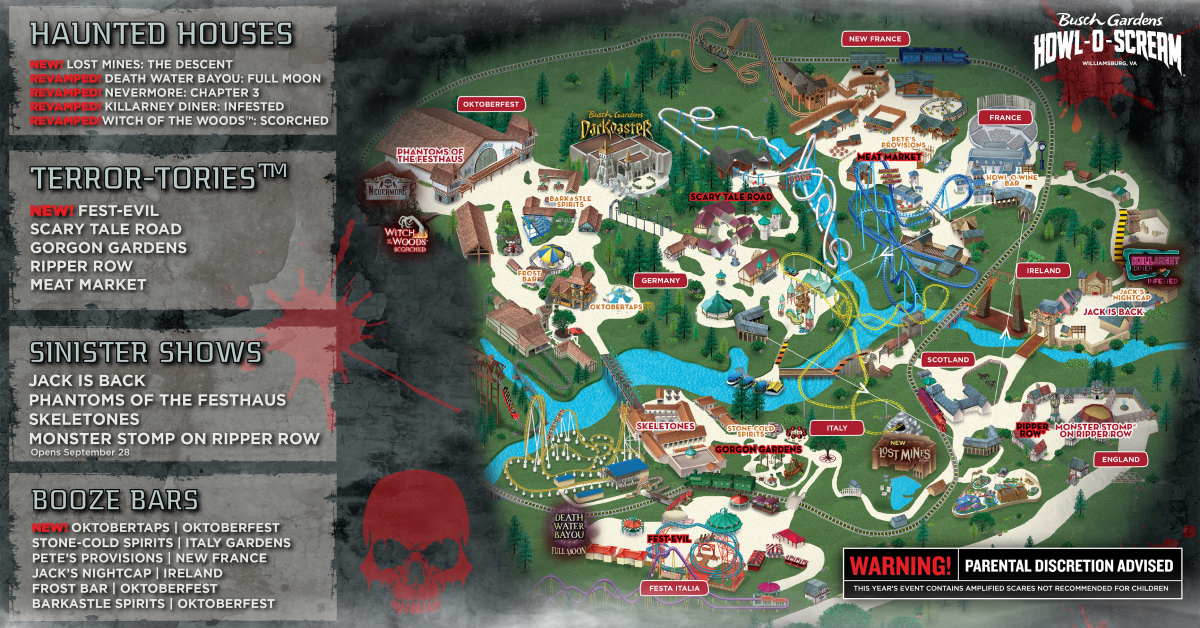 Busch Gardens Williamsburg Howl-O-Scream Map
