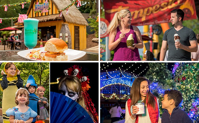 Events all year at Busch Gardens: from Food & Wine Festival in the spring to Christmas Town in the winter