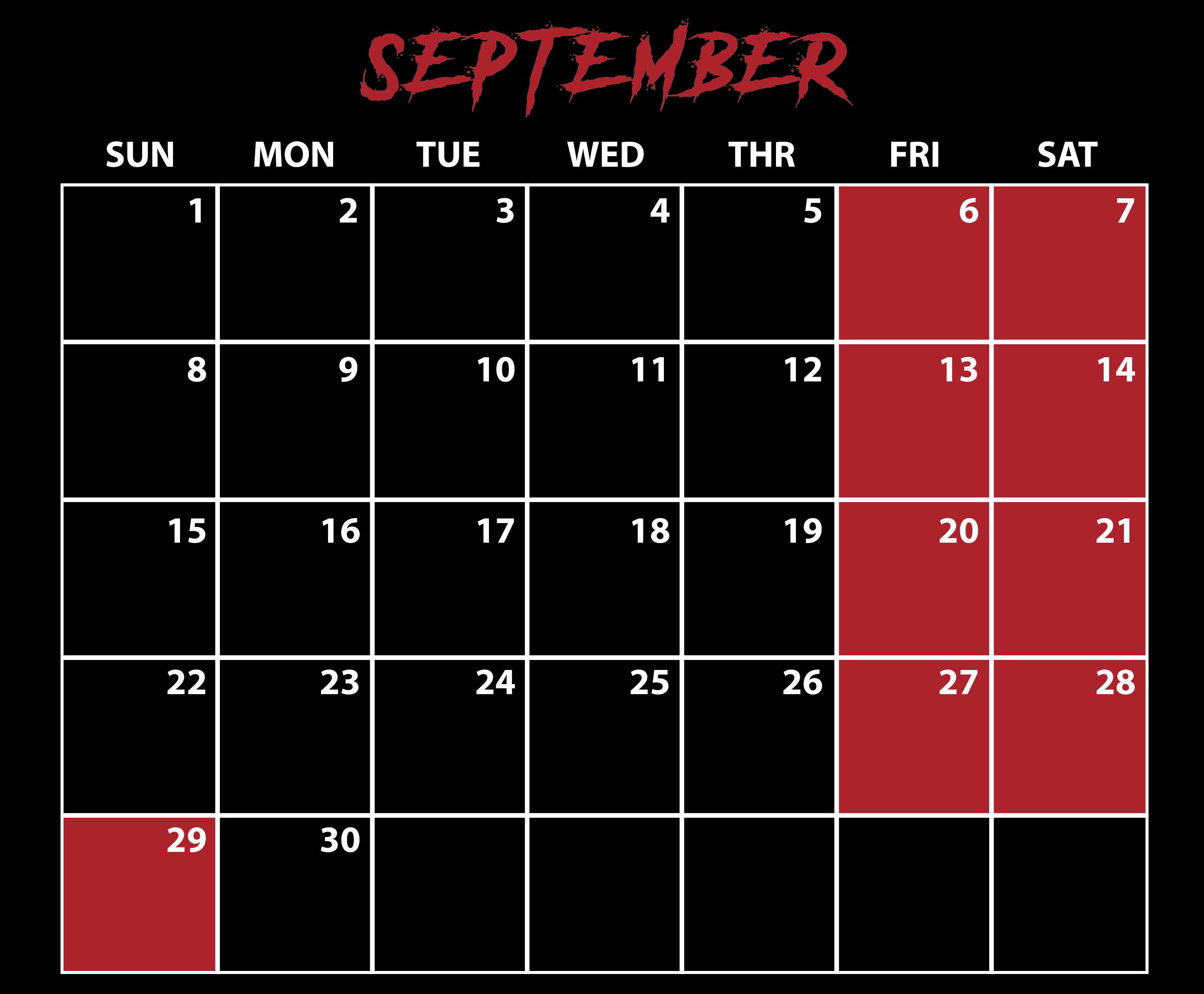 Busch Gardens Tampa Bay Howl-O-Scream September 2024 Calendar