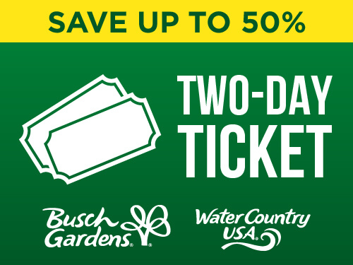 Busch Gardens Williamsburg & Water Country USA 2-Day Ticket