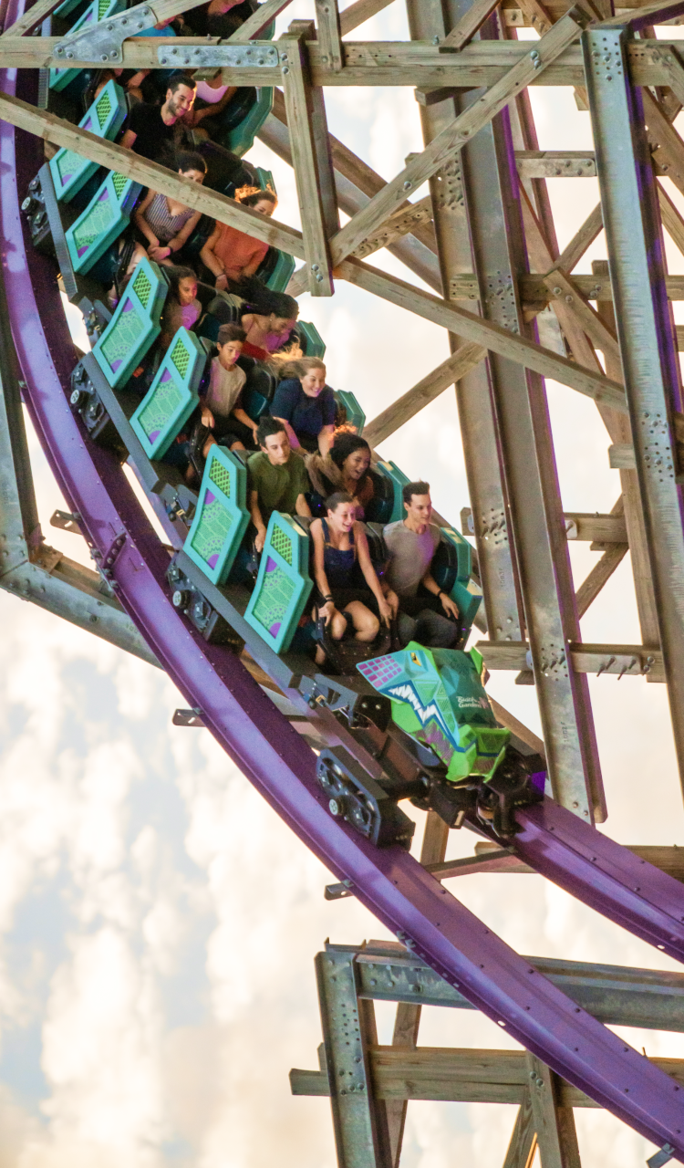 Iron Gwazi roller coaster speeds by upside down