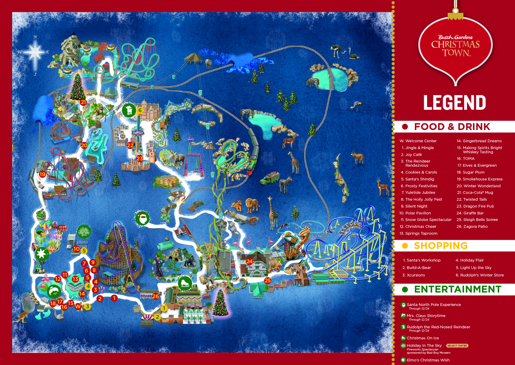Busch Gardens Tampa Bay Christmas Town Map