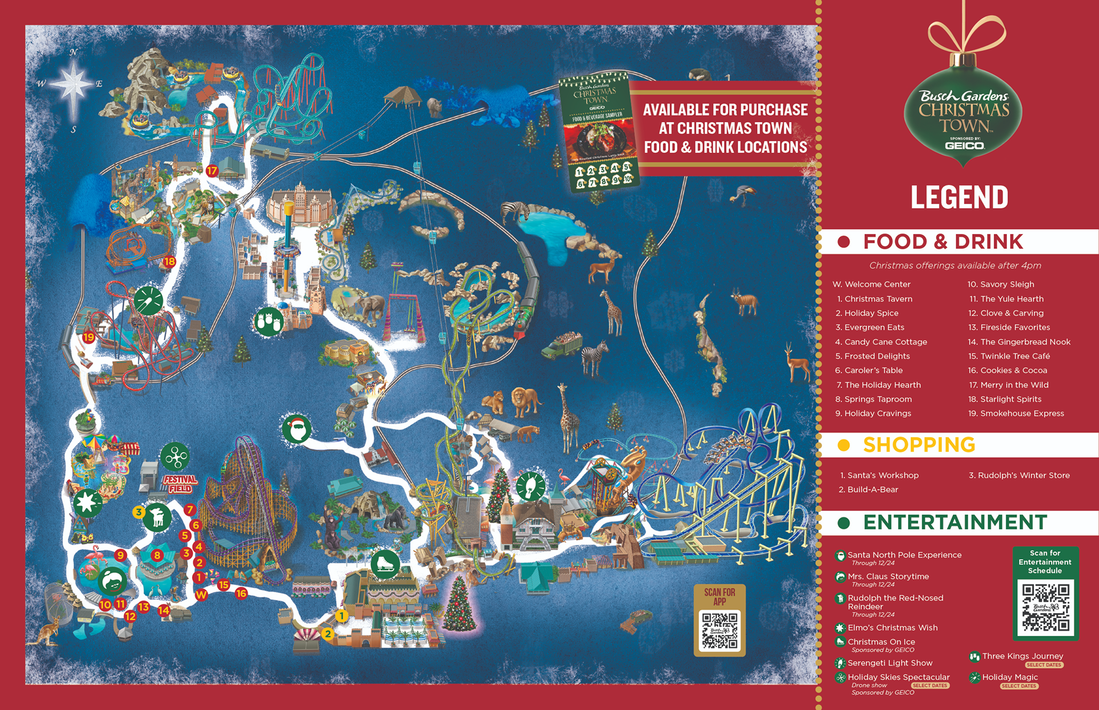 Busch Gardens Tampa Bay Christmas Town Map