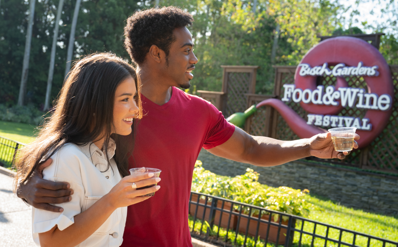 Couple having drinks at Busch Gardens Food & Wine Festival