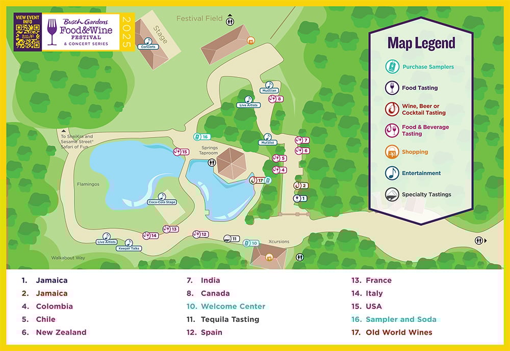 Busch Gardens Tampa Bay Food and Wine Festival Map
