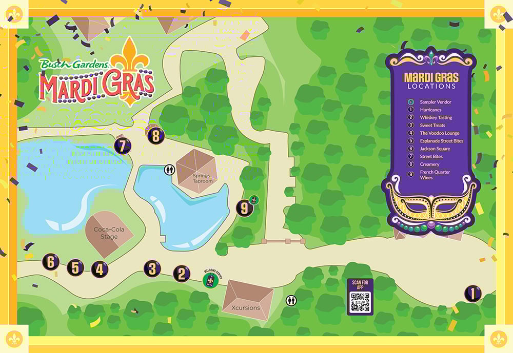 Busch Gardens Mardi Gras Event Map 2025
