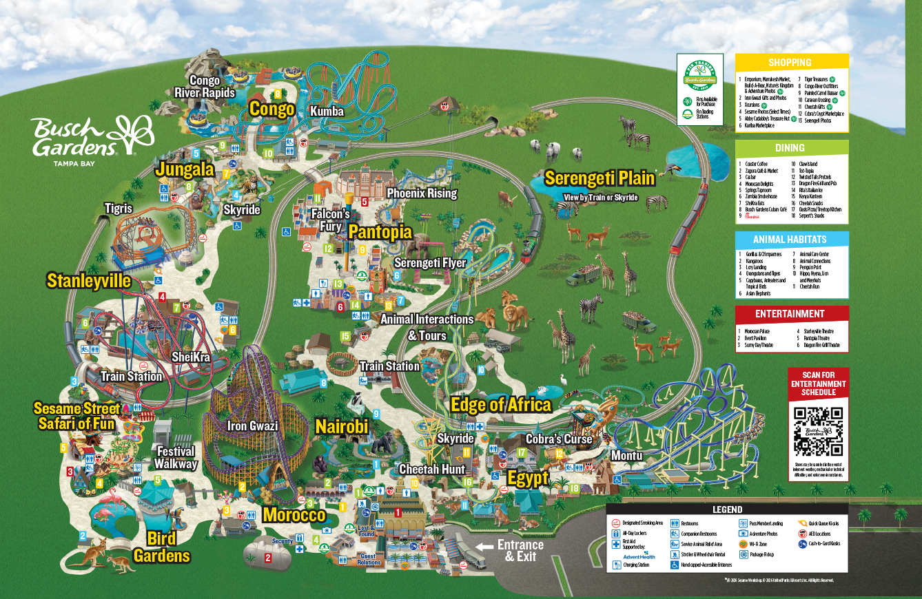 Map of Busch Gardens Tampa Bay