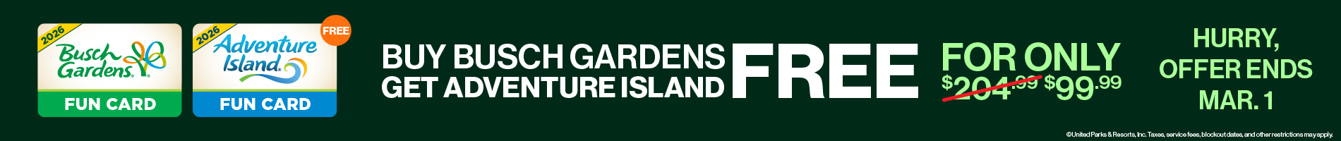 Buy Busch Gardens, Get Adventure Island Free