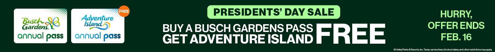 Buy Busch Gardens get Adventure Island Free