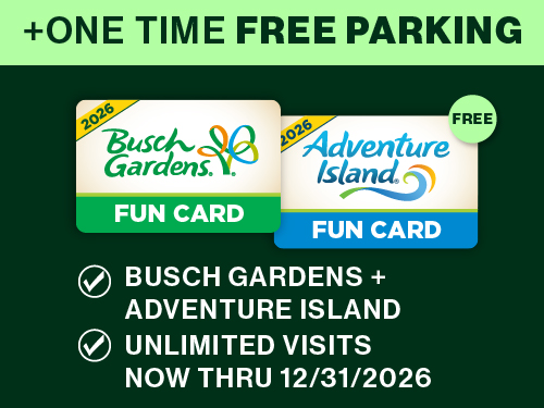 Buy Busch Gardens get Adventure Island FREE + One Time Free Parking