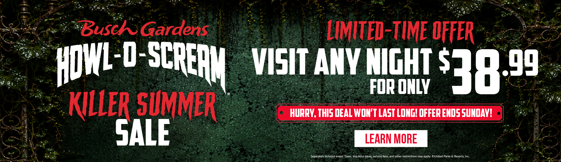 Killer Summer Sale: Limited-Time Offer - Visit any night for only $38.99