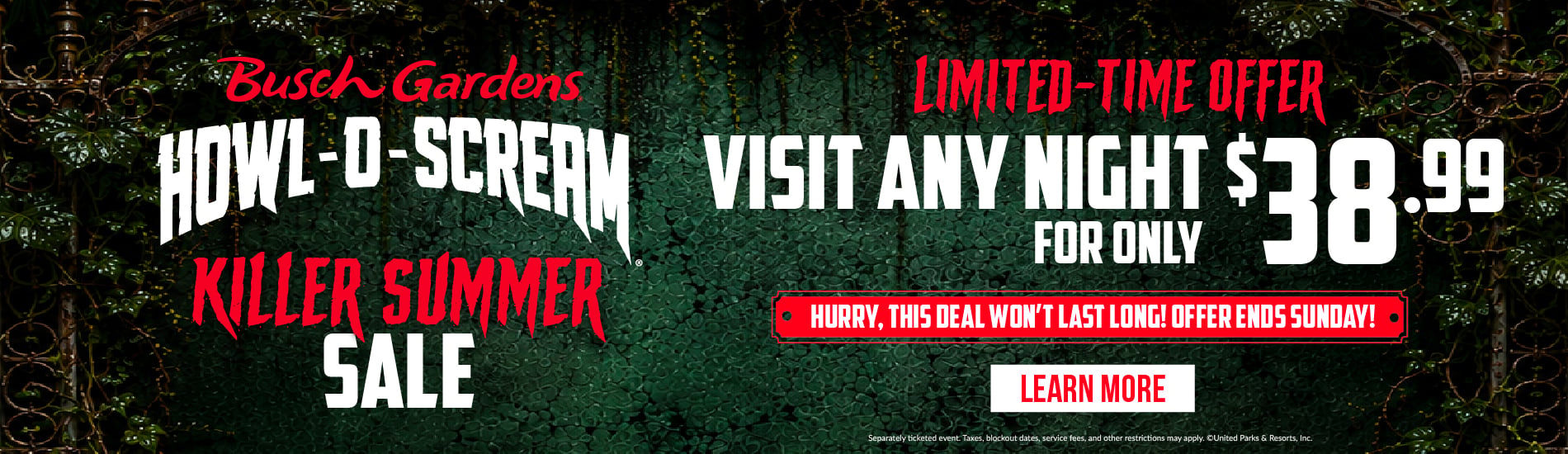Killer Summer Sale: Limited-Time Offer - Visit any night for only $38.99