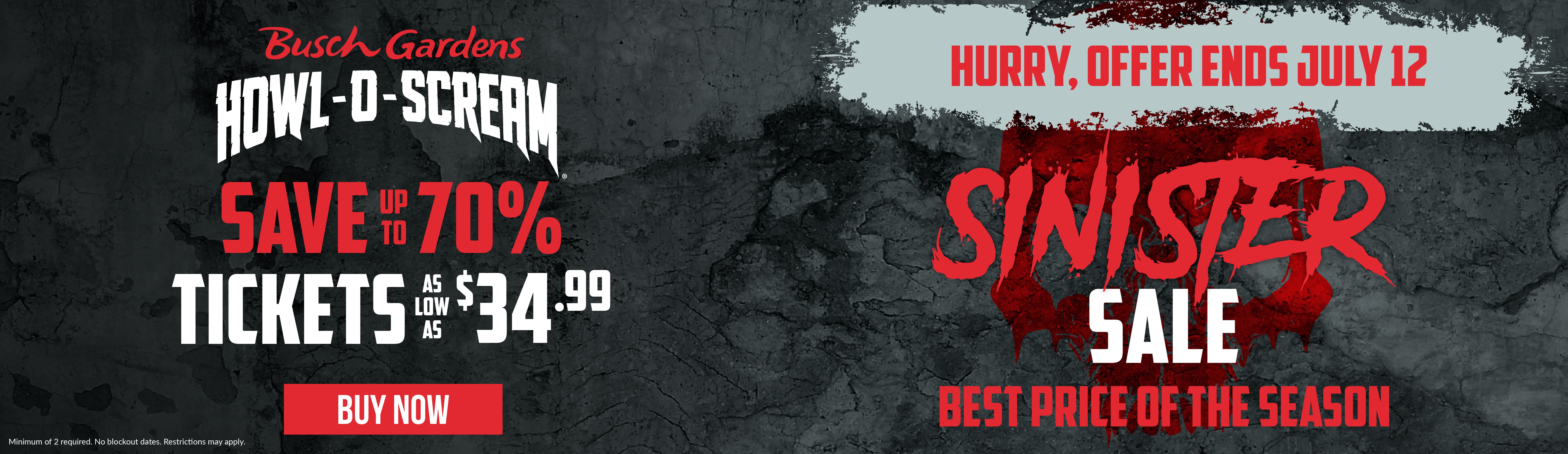 Sinister Sale: Save up to 70% on Tickets -as low as $34.99- Best Price of the Season!