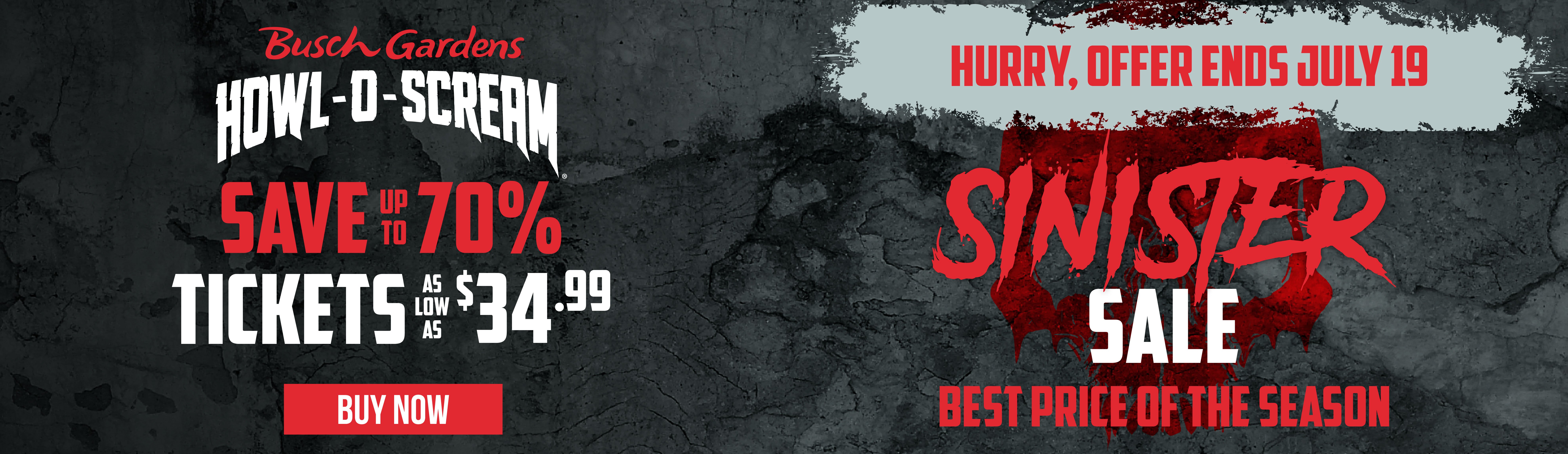 Sinister Sale: Save up to 70% on Tickets -as low as $34.99- Best Price of the Season!