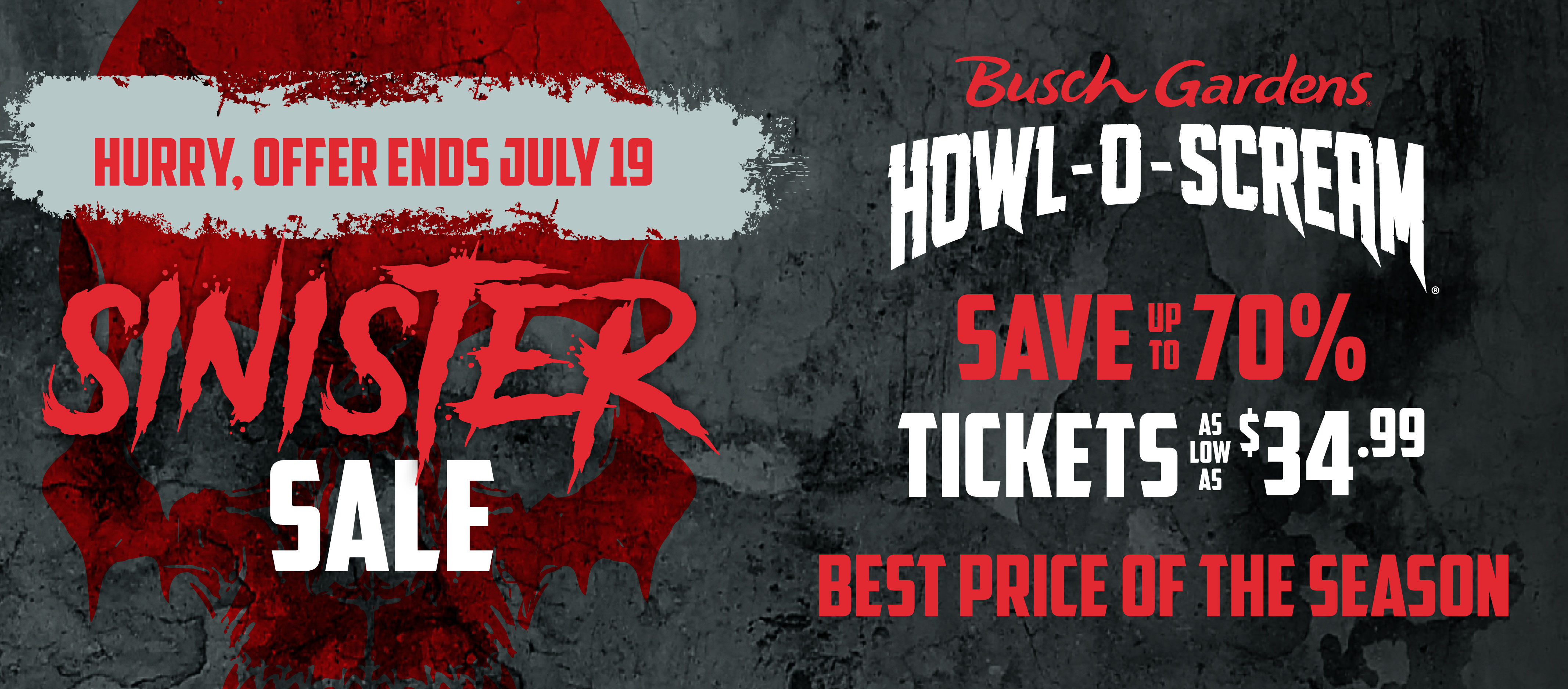 Sinister Sale: Save up to 70% on Tickets -as low as $34.99- Best Price of the Season!