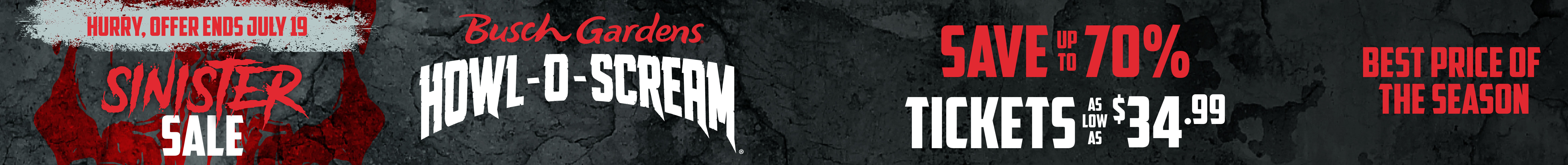 Sinister Sale: Save up to 70% on Tickets -as low as $34.99- Best Price of the Season!