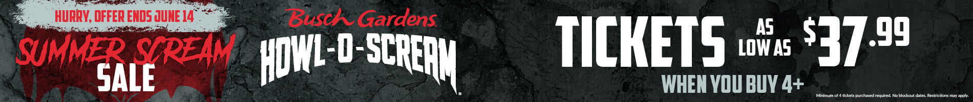 Summer Scream Sale: Tickets as low as $37.99 when you buy 4+