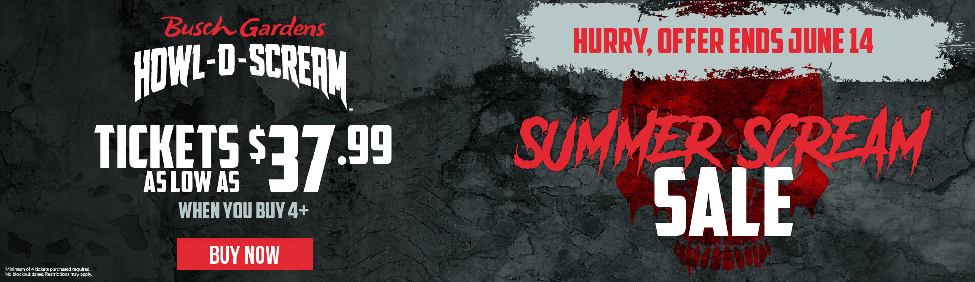 Summer Scream Sale: Tickets as low as $37.99 when you buy 4+