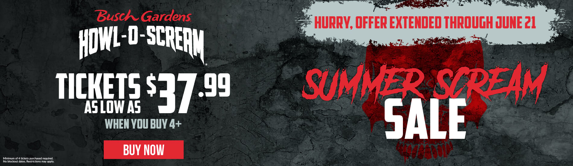 Summer Scream Sale: Tickets as low as $37.99 when you buy 4+