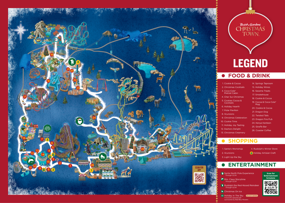 Busch Gardens Tampa Bay Christmas Town Map