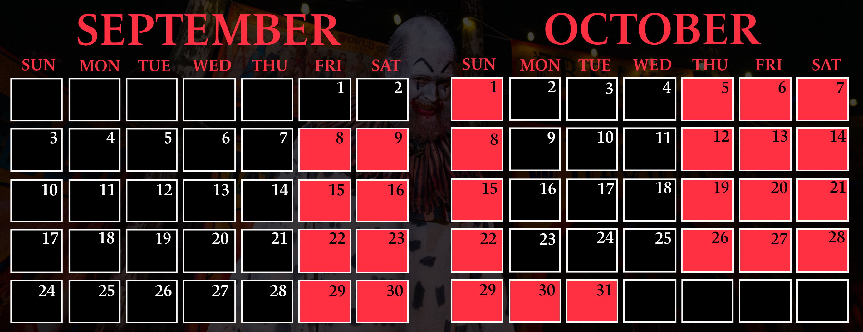 Busch Gardens Tampa Bay Howl-O-Scream Calendar.