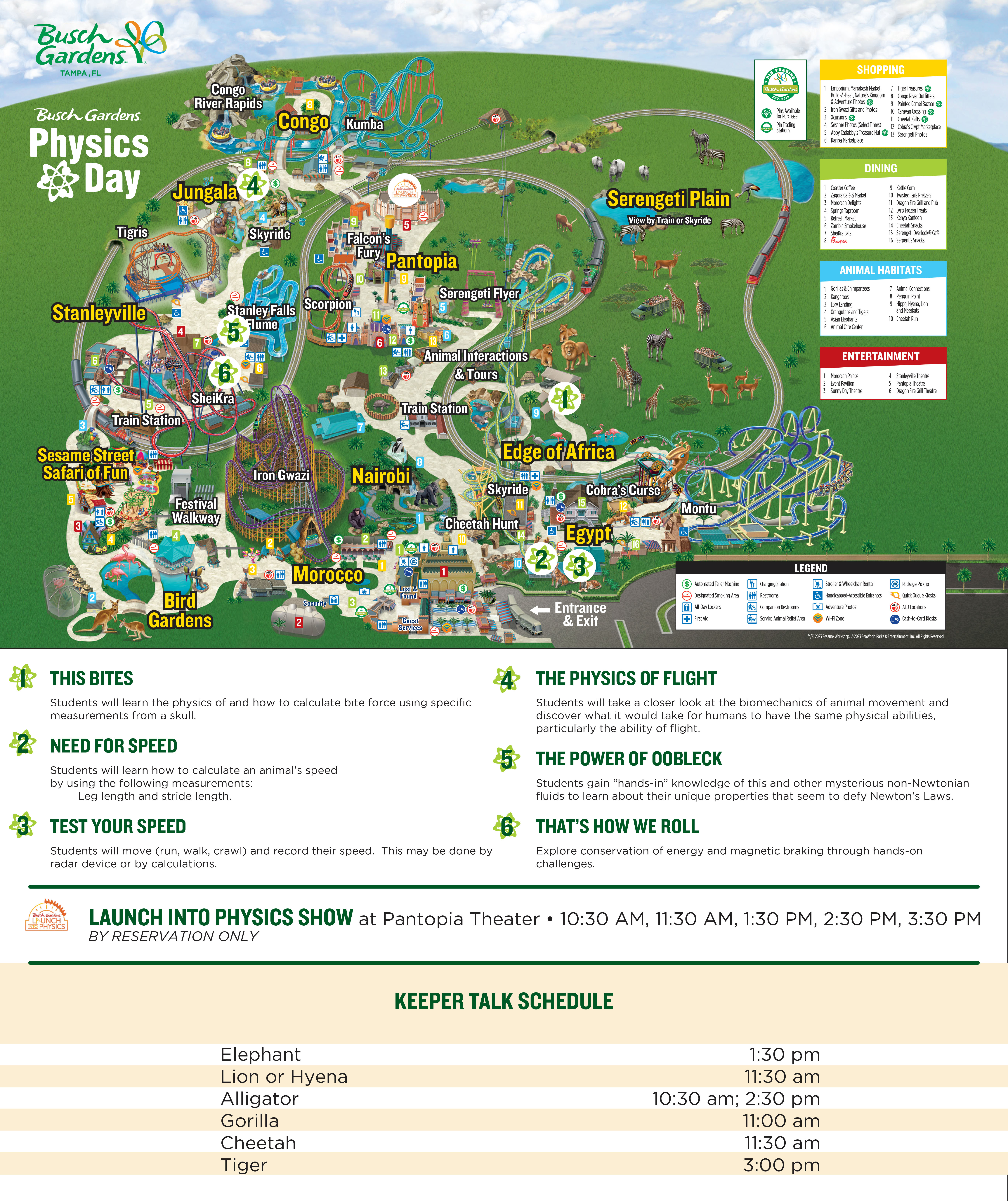 Busch Gardens Tampa Bay Physics Day Map