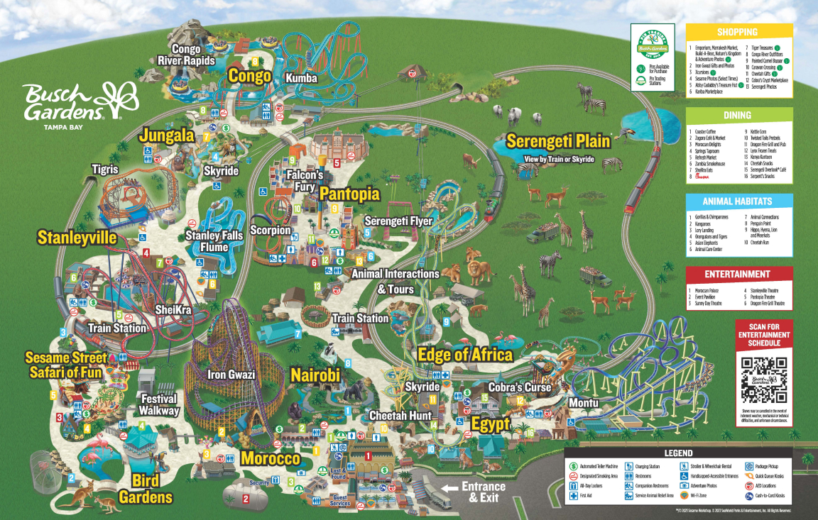 Theme Park and Rides Map  Busch Gardens Theme Park