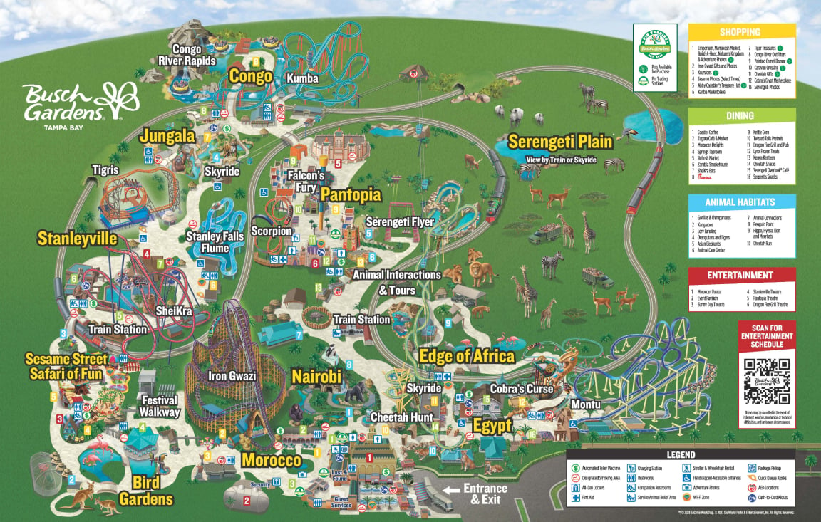 Map of Busch Gardens Tampa Bay