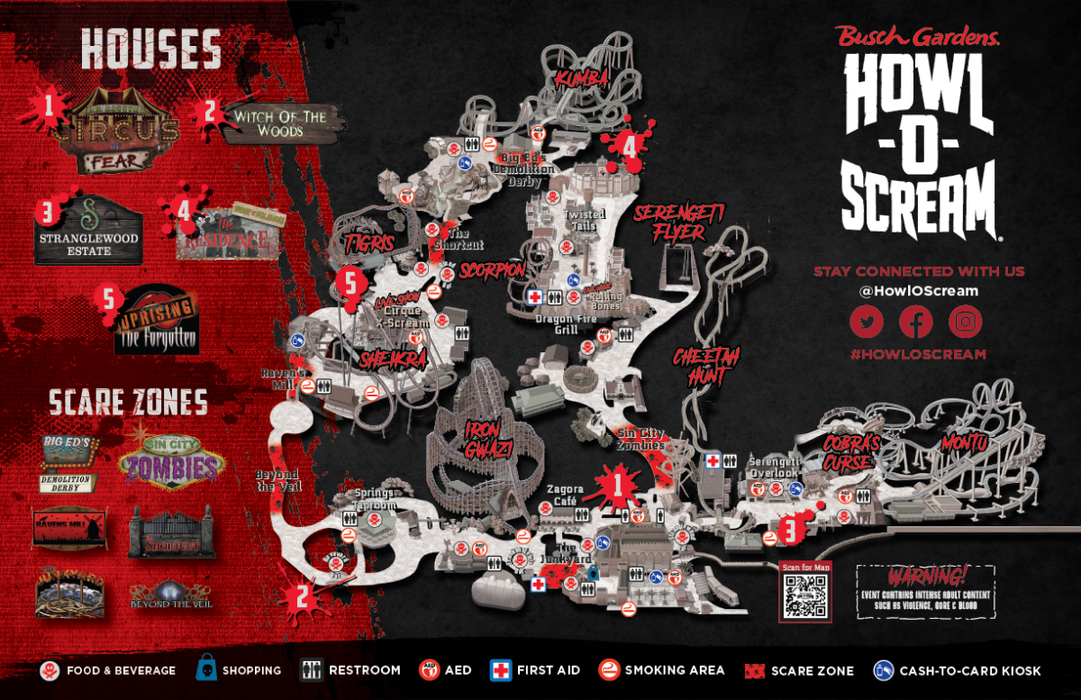 Busch Gardens Tampa Bay Howl-O-Scream Map