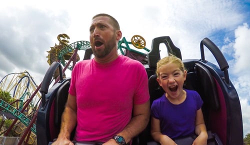 Father and Daughter on Cobra's Curse at Busch Gardens Tampa Bay