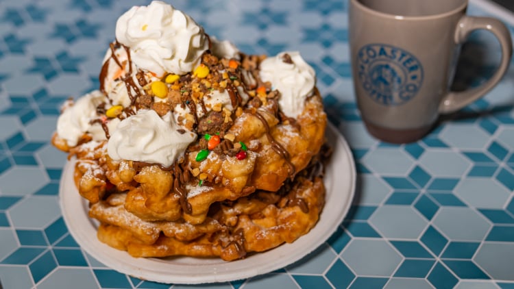 Delicious Funnel Cake at Coaster Coffee Company proudly serving Starbucks® beverages inside Busch Gardens Tampa Bay.