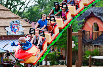 Enjoying Air Grover at Sesame Street Safari of Fun located at Busch Gardens Tampa Bay. 