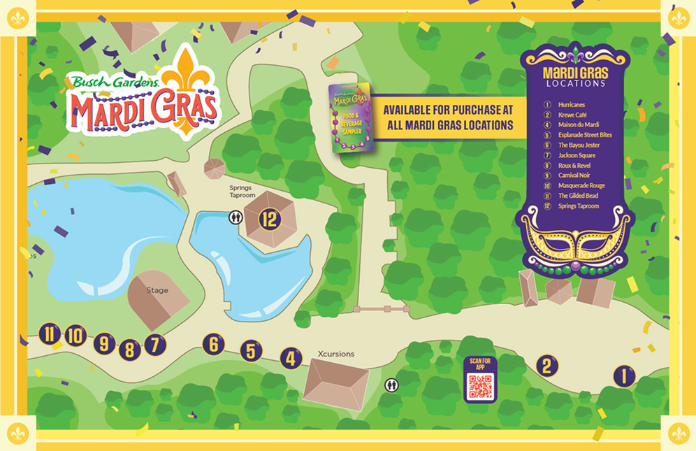 Busch Gardens Mardi Gras Event Map 2025
