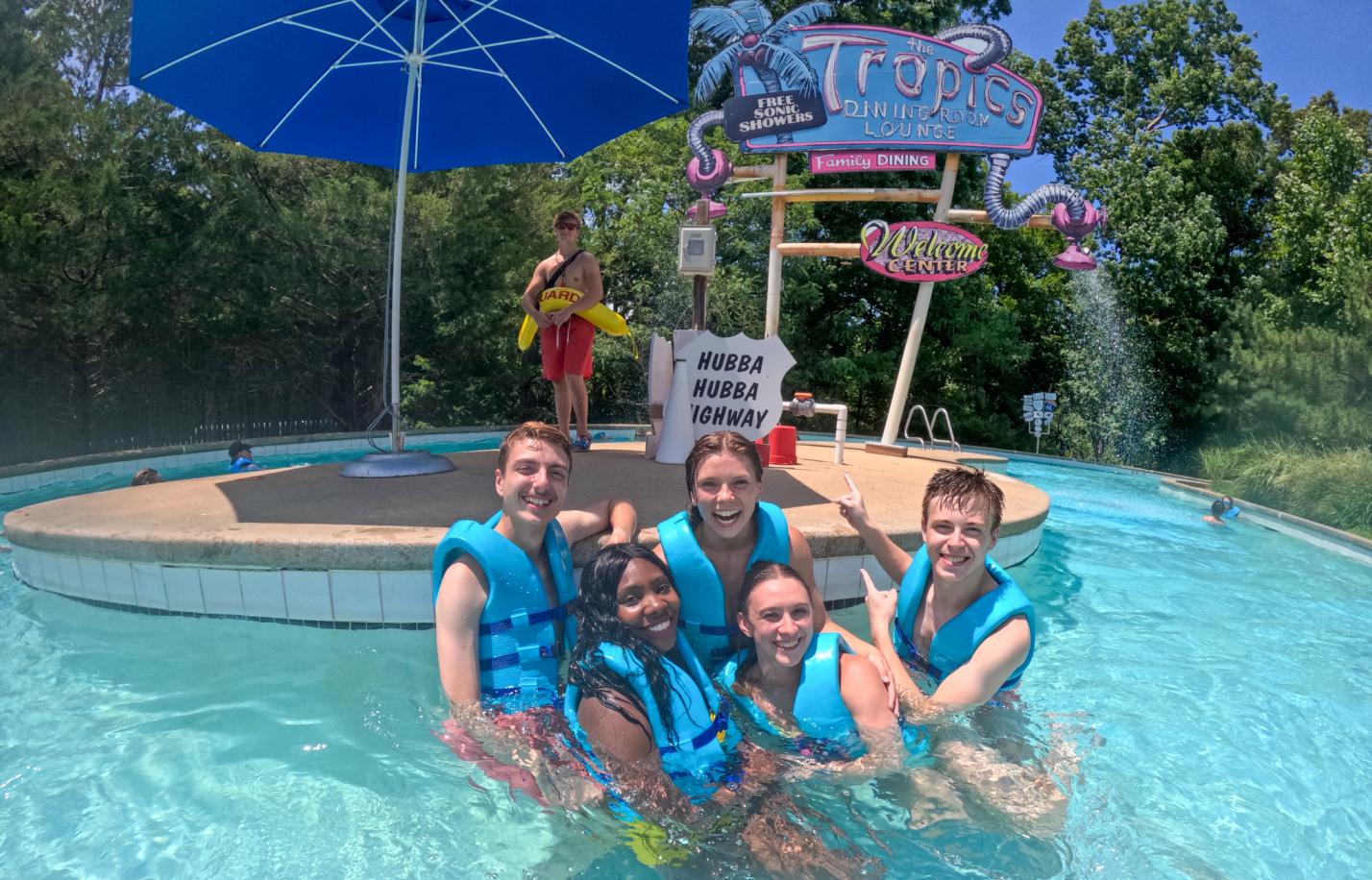 Group in Hubba Hubba Highway lazy river