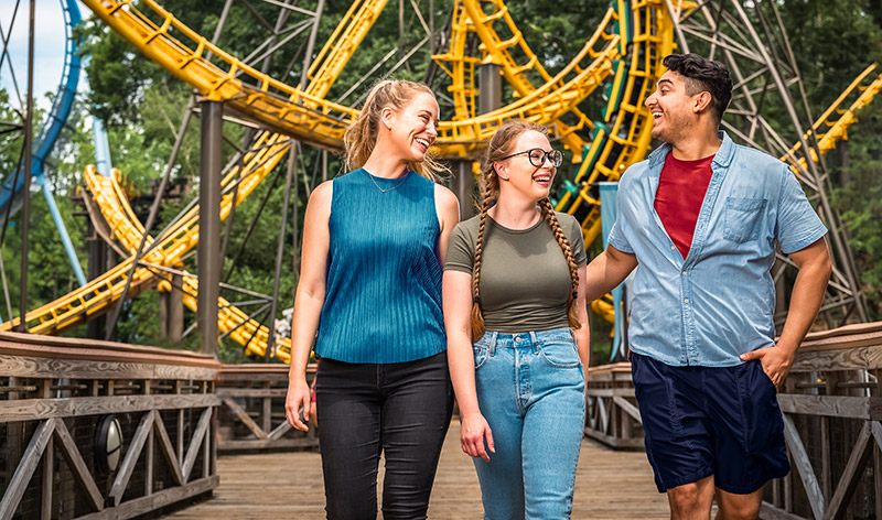 Guests walking around Busch Gardens Williamsburg