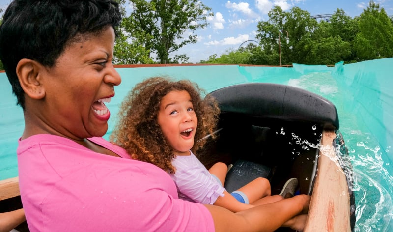 Two people on a log flume