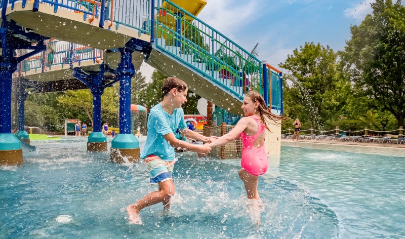 Kids in a water play area