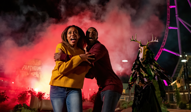 Two people scared in the fog