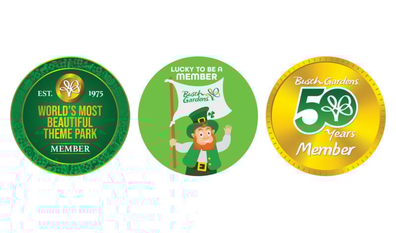 Busch Gardens Williamsburg Member Exclusive Buttons
