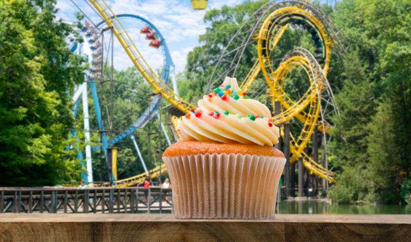 Cupcake in front of Loch Ness Monster