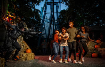 People getting scared at a Halloween Event