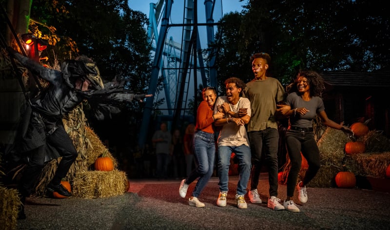 People getting scared at a Halloween Event