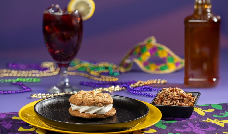 Butter Pecan Cookie Sandwich and a beverage