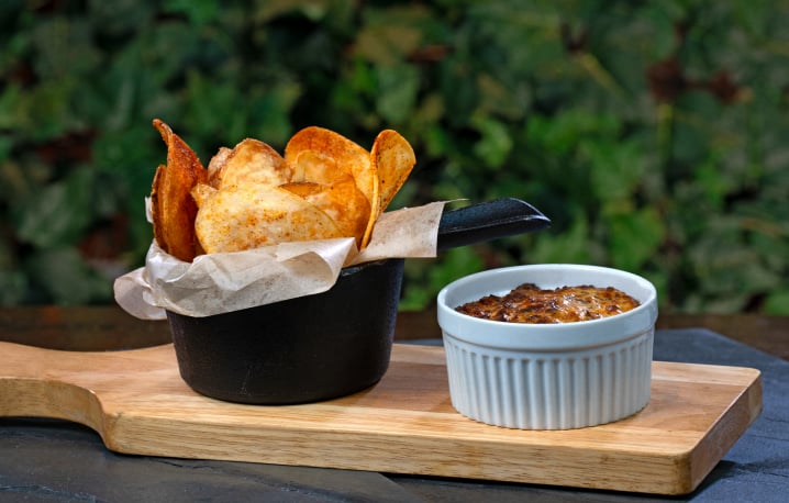 BBQ Bacon Ranch Dip with Potato Chips