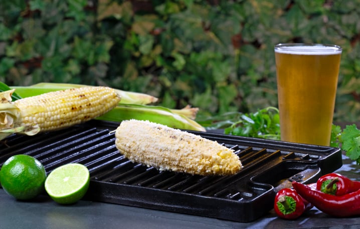 Grilled street corn and beer