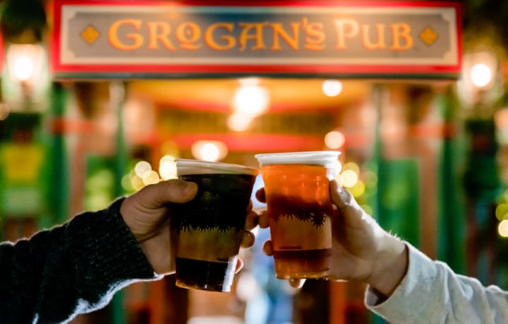 Two beers in front of Grogan's Pub